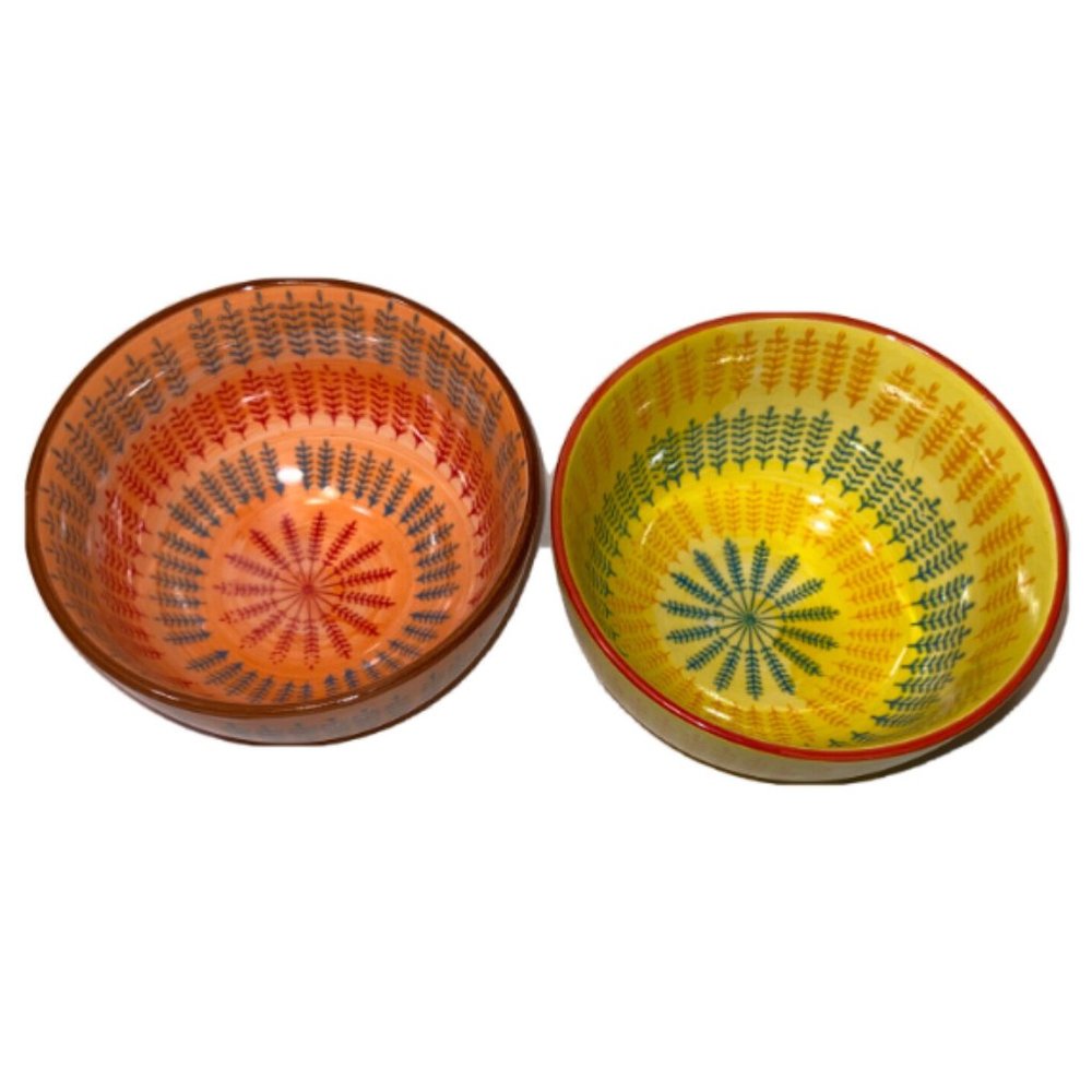 Signature Soup / Salad Bowls (Lot of 2) 4-3/4" X 2-3/4" Orange and Yellow